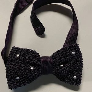 PENROSE LONDON DOTTED SILK BOW TIE -Purple